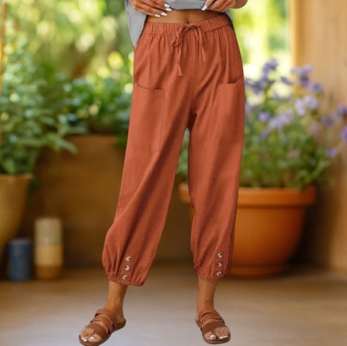 Aurelia | Linen Wide-Leg Crop Trousers