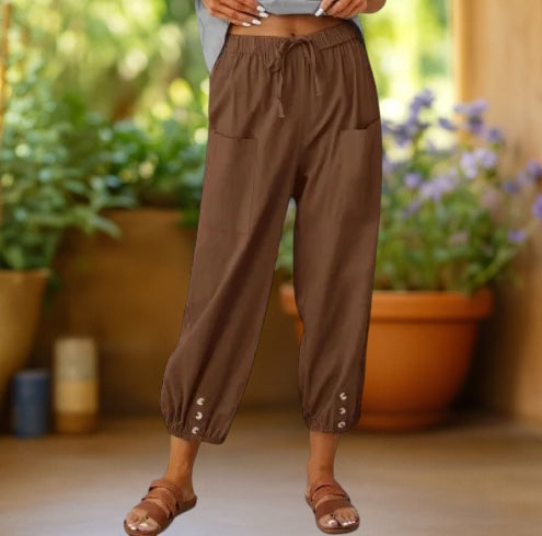 Aurelia | Linen Wide-Leg Crop Trousers