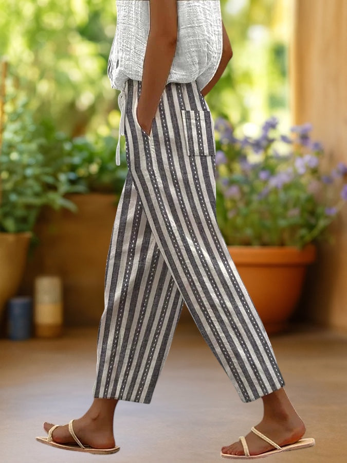 Soleil | Boho Print Ankle Trousers