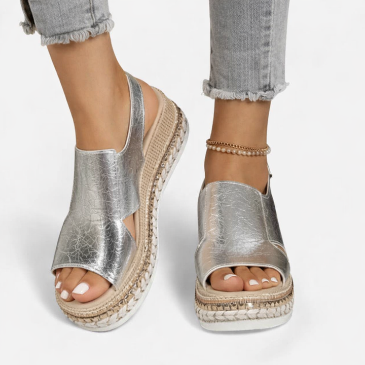 Wedge Sandals | Supportive Comfort, Metallic Finish