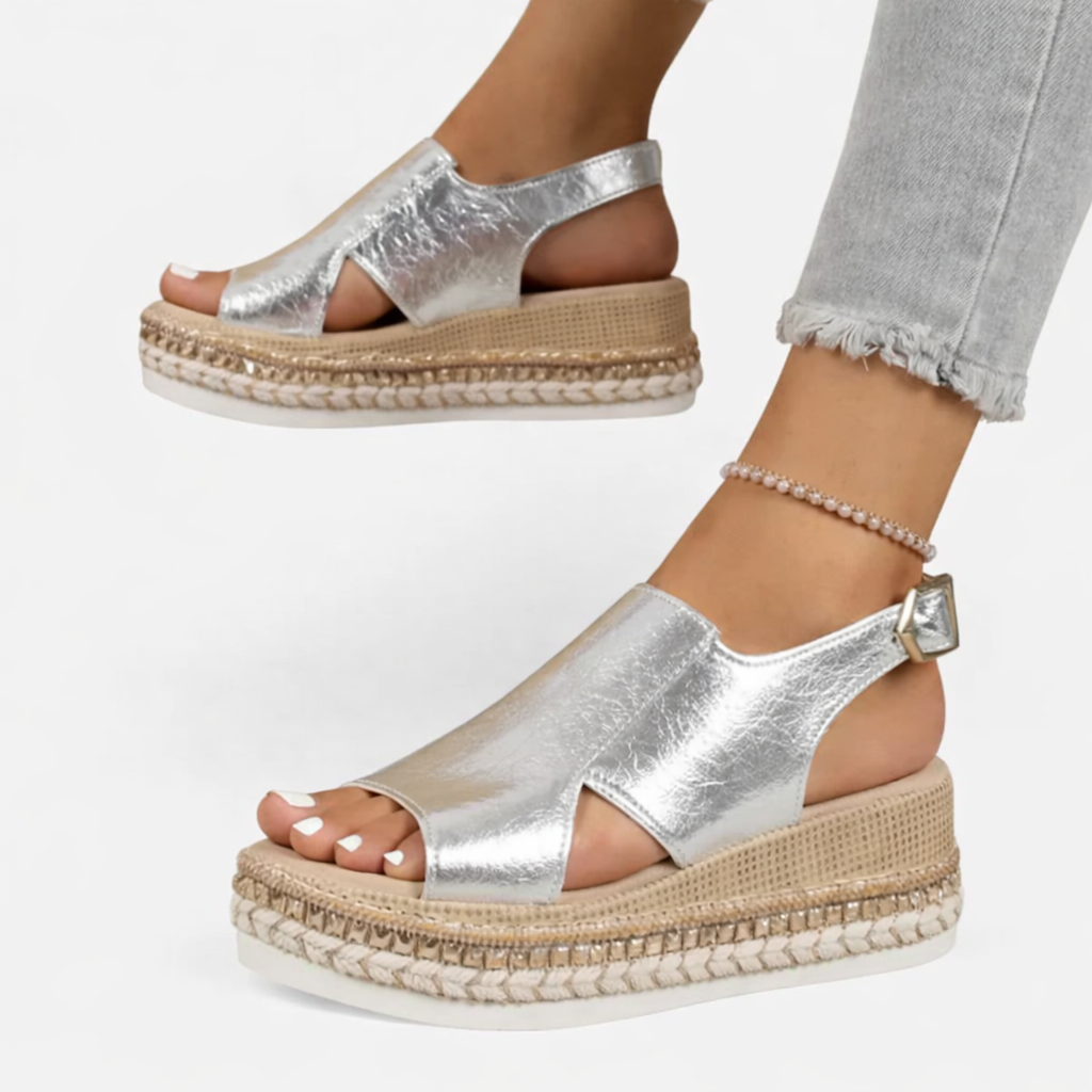 Wedge Sandals | Supportive Comfort, Metallic Finish
