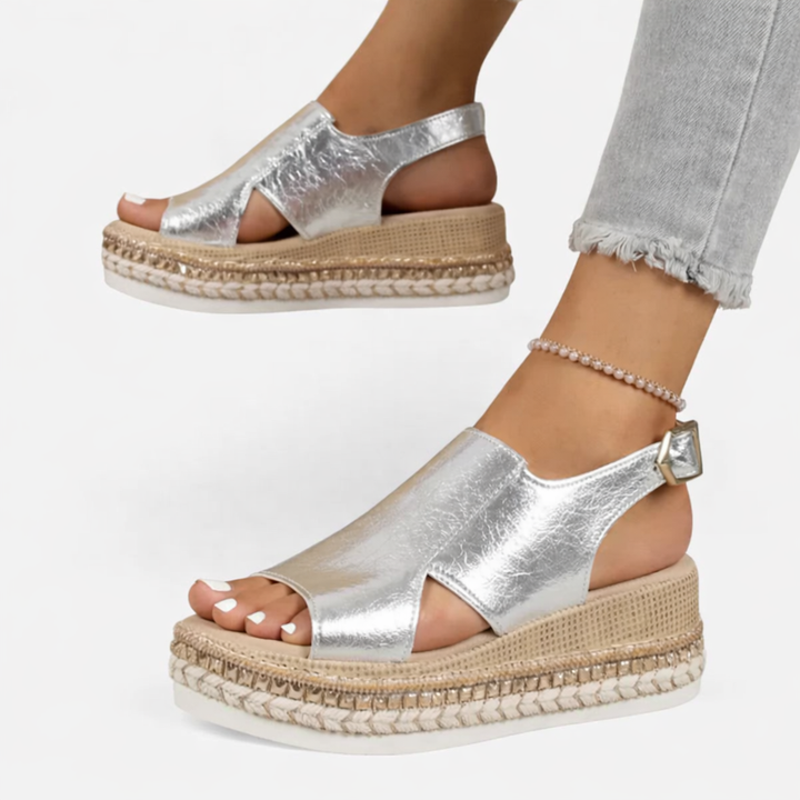 Wedge Sandals | Supportive Comfort, Metallic Finish