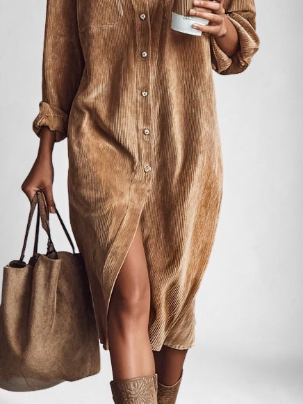 Thally | Loose-fitting corduroy midi dress