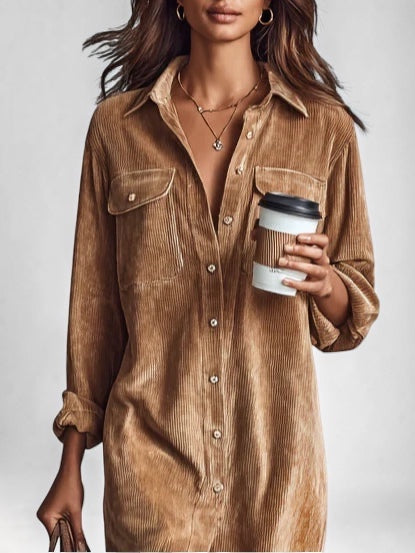 Thally | Loose-fitting corduroy midi dress
