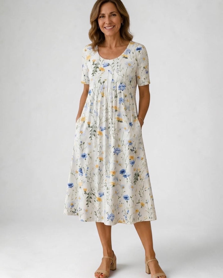 Geneviève | Classic Printed Midi Dress