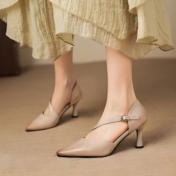 Avena | Genuine Leather Crossover Strap Heels