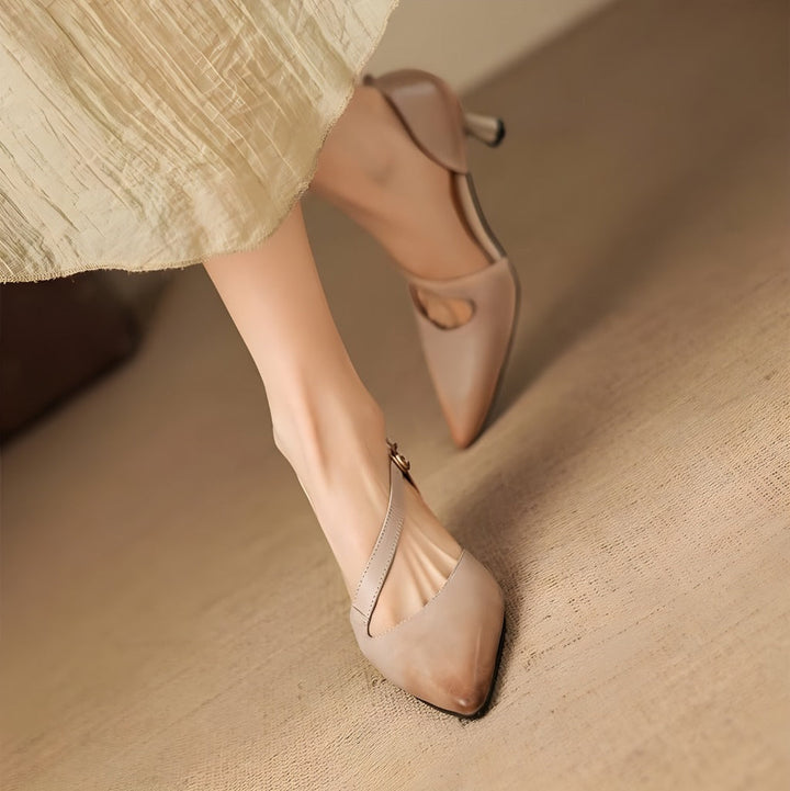 Avena | Genuine Leather Crossover Strap Heels