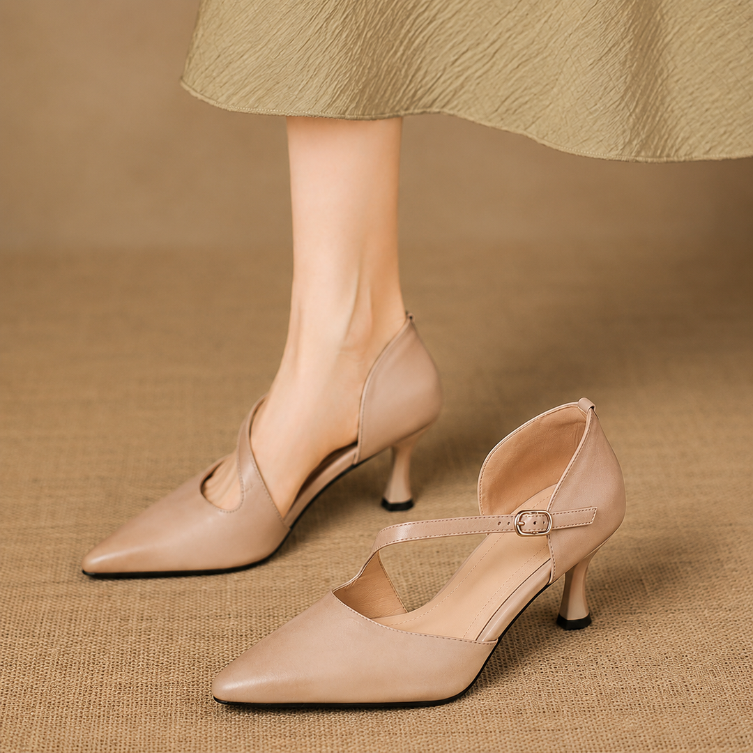 Avena | Genuine Leather Crossover Strap Heels