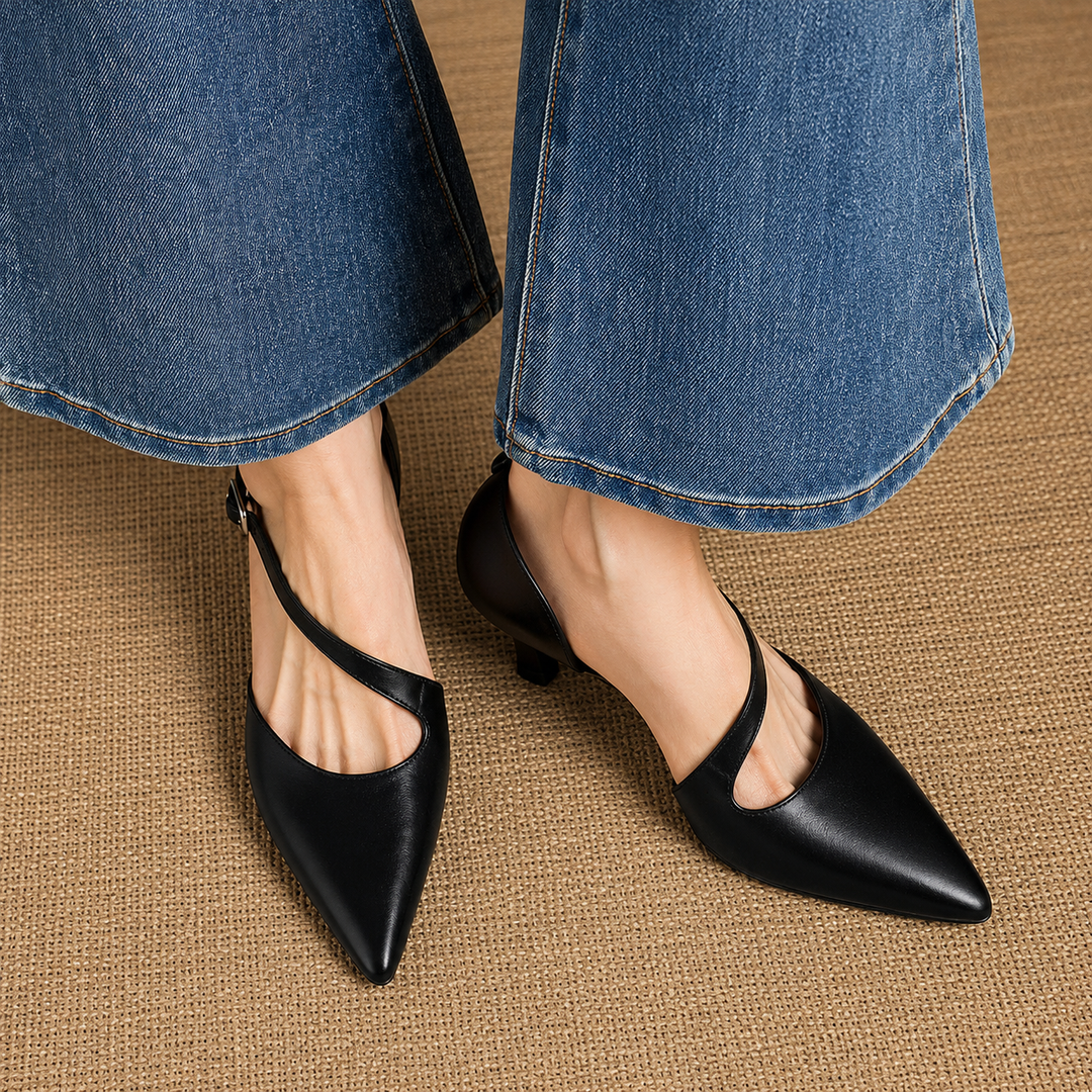 Avena | Genuine Leather Crossover Strap Heels