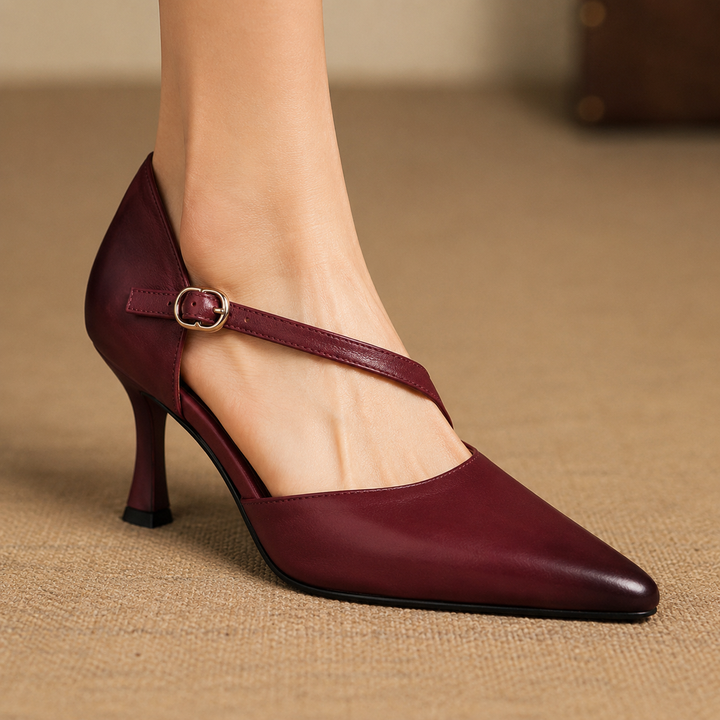 Avena | Genuine Leather Crossover Strap Heels