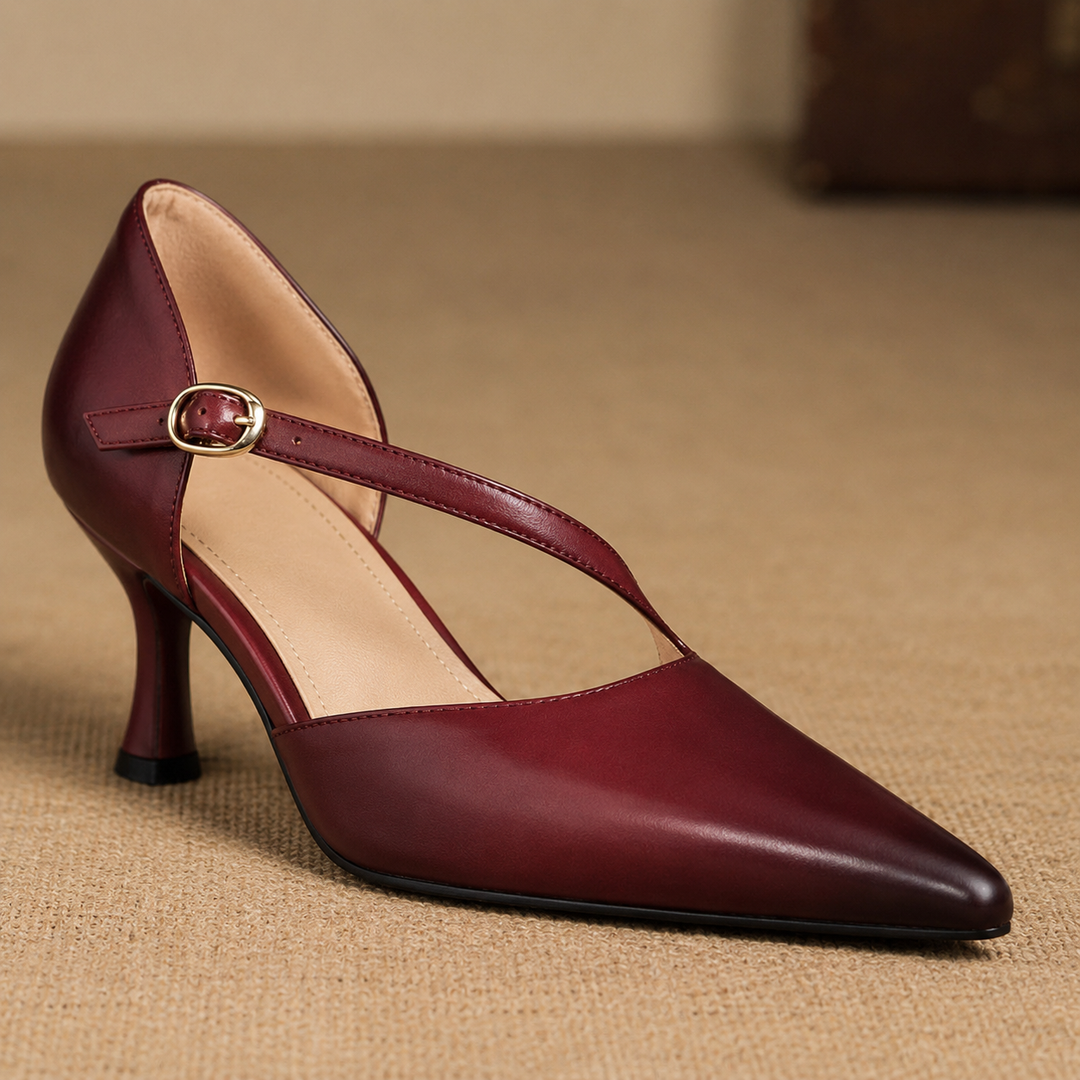 Avena | Genuine Leather Crossover Strap Heels