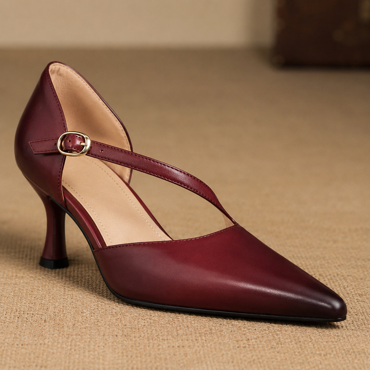 Avena | Genuine Leather Crossover Strap Heels
