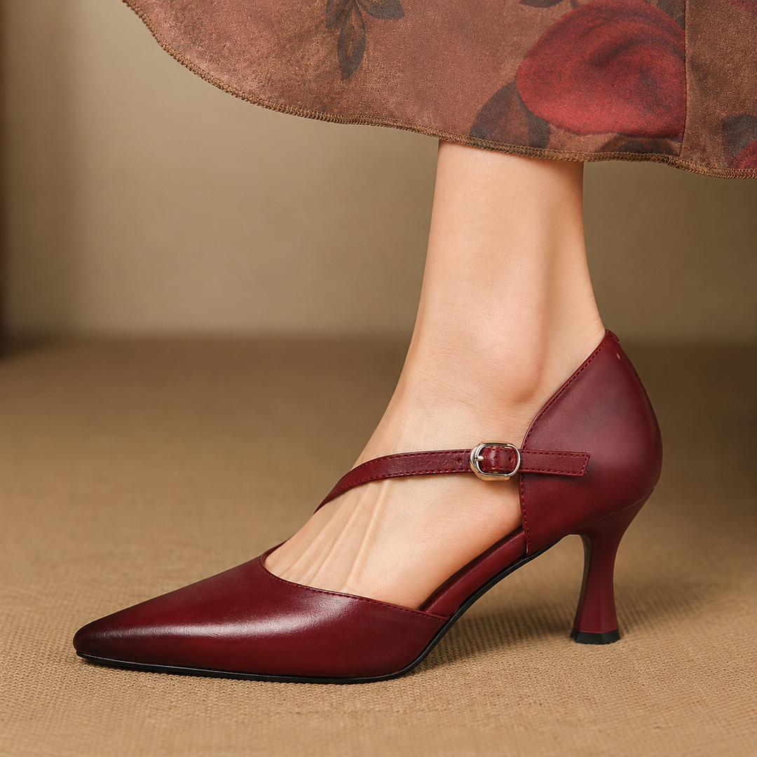 Avena | Genuine Leather Crossover Strap Heels
