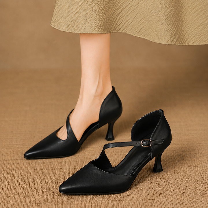 Avena | Genuine Leather Crossover Strap Heels