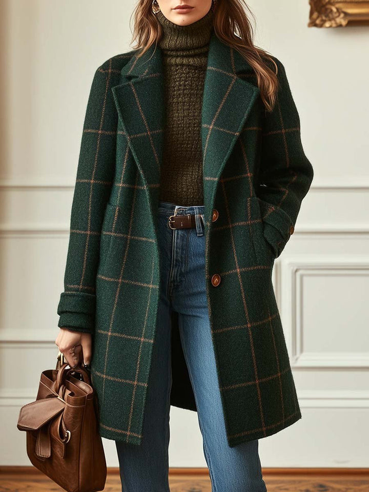 Kayla - Retro Plaid Tweed Coat