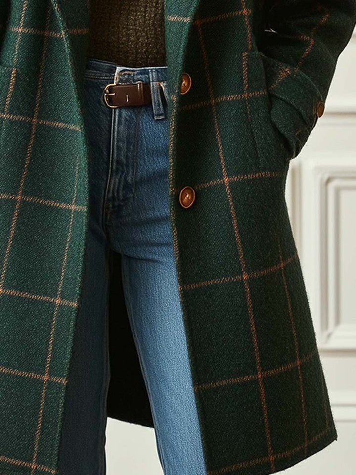 Kayla - Retro Plaid Tweed Coat