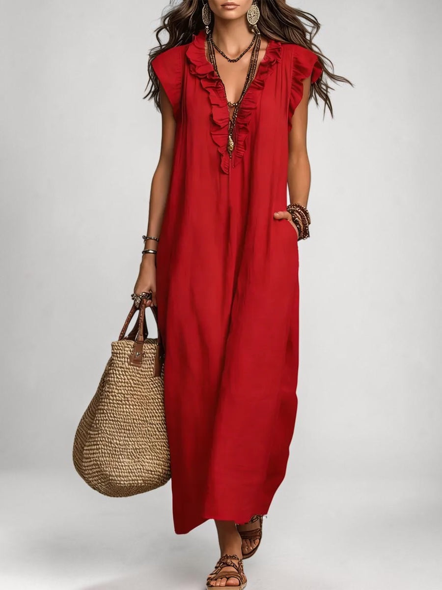Camélia | Boho Linen-Cotton Maxi Dress