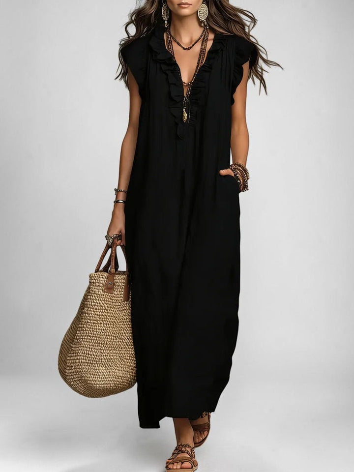 Camélia | Boho Linen-Cotton Maxi Dress