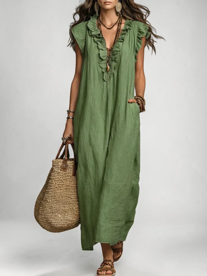Camélia | Boho Linen-Cotton Maxi Dress
