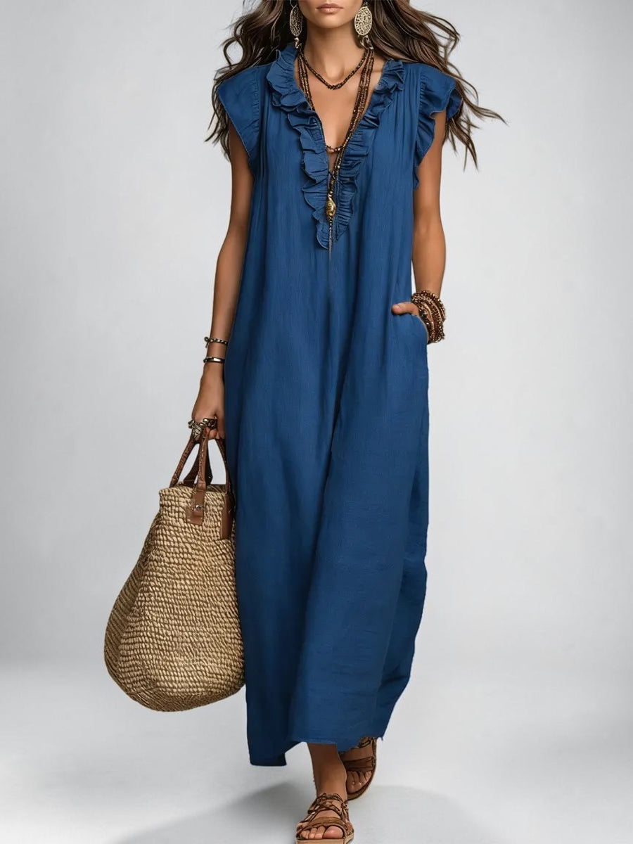 Camélia | Boho Linen-Cotton Maxi Dress