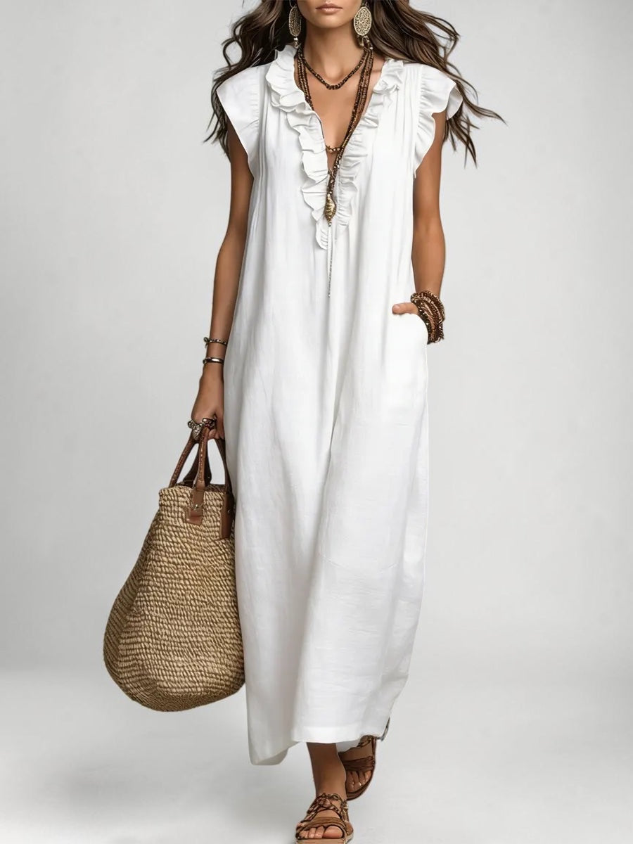 Camélia | Boho Linen-Cotton Maxi Dress