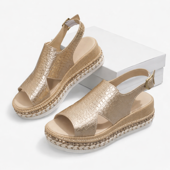 Wedge Sandals | Supportive Comfort, Metallic Finish