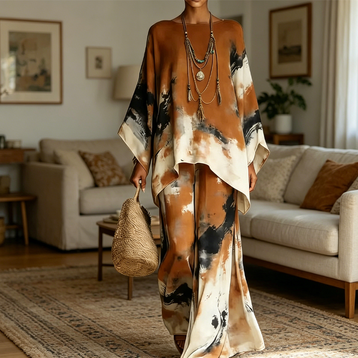 Flyna | Women's two-piece set in abstract print