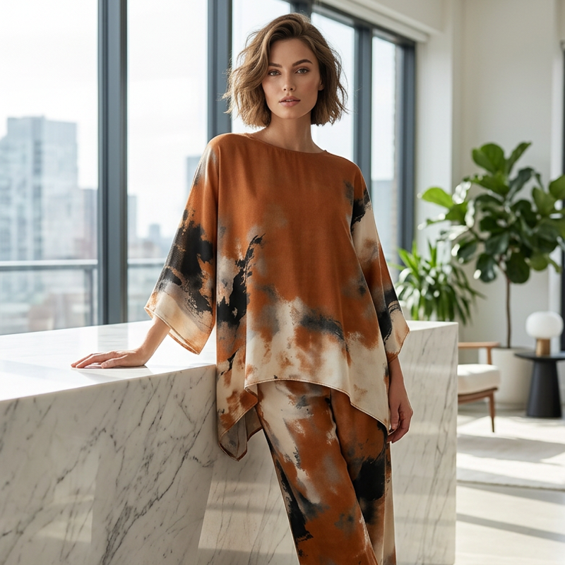 Flyna | Women's two-piece set in abstract print