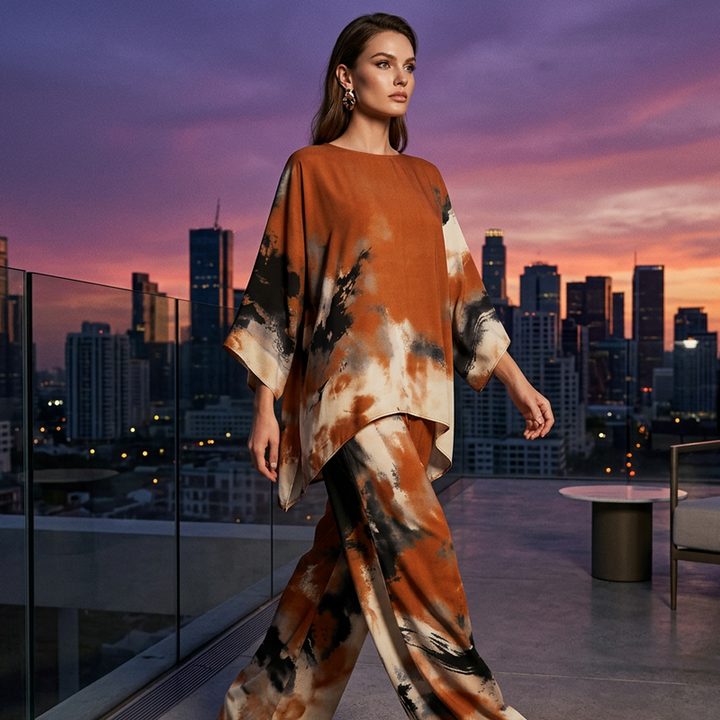 Flyna | Women's two-piece set in abstract print