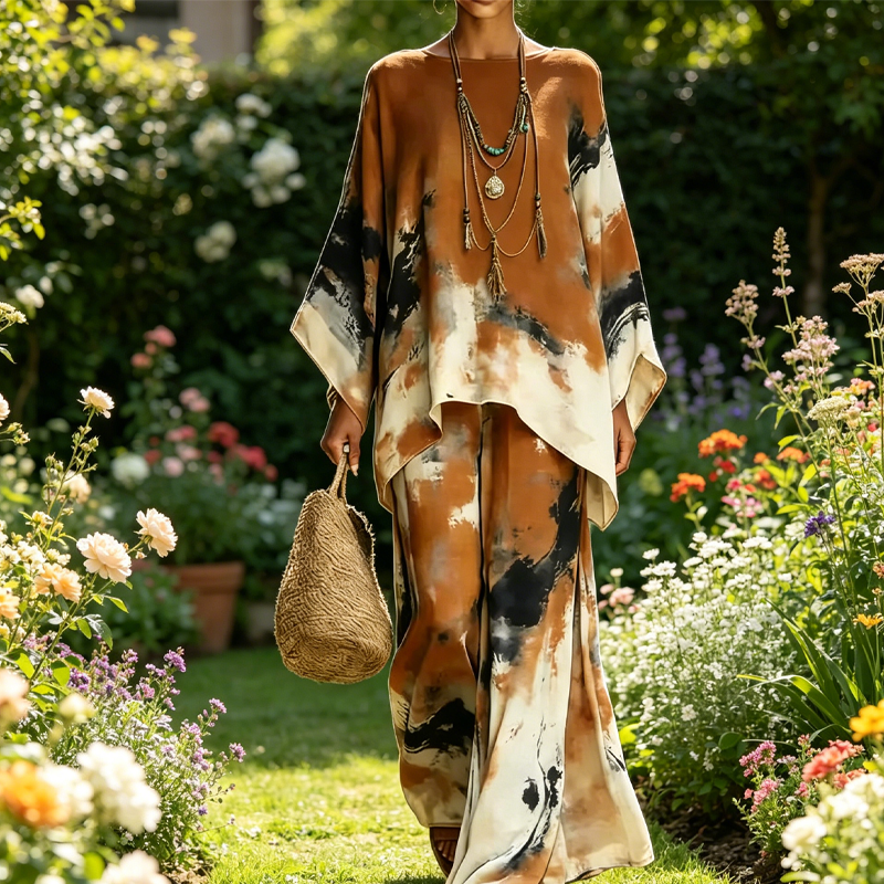 Flyna | Women's two-piece set in abstract print