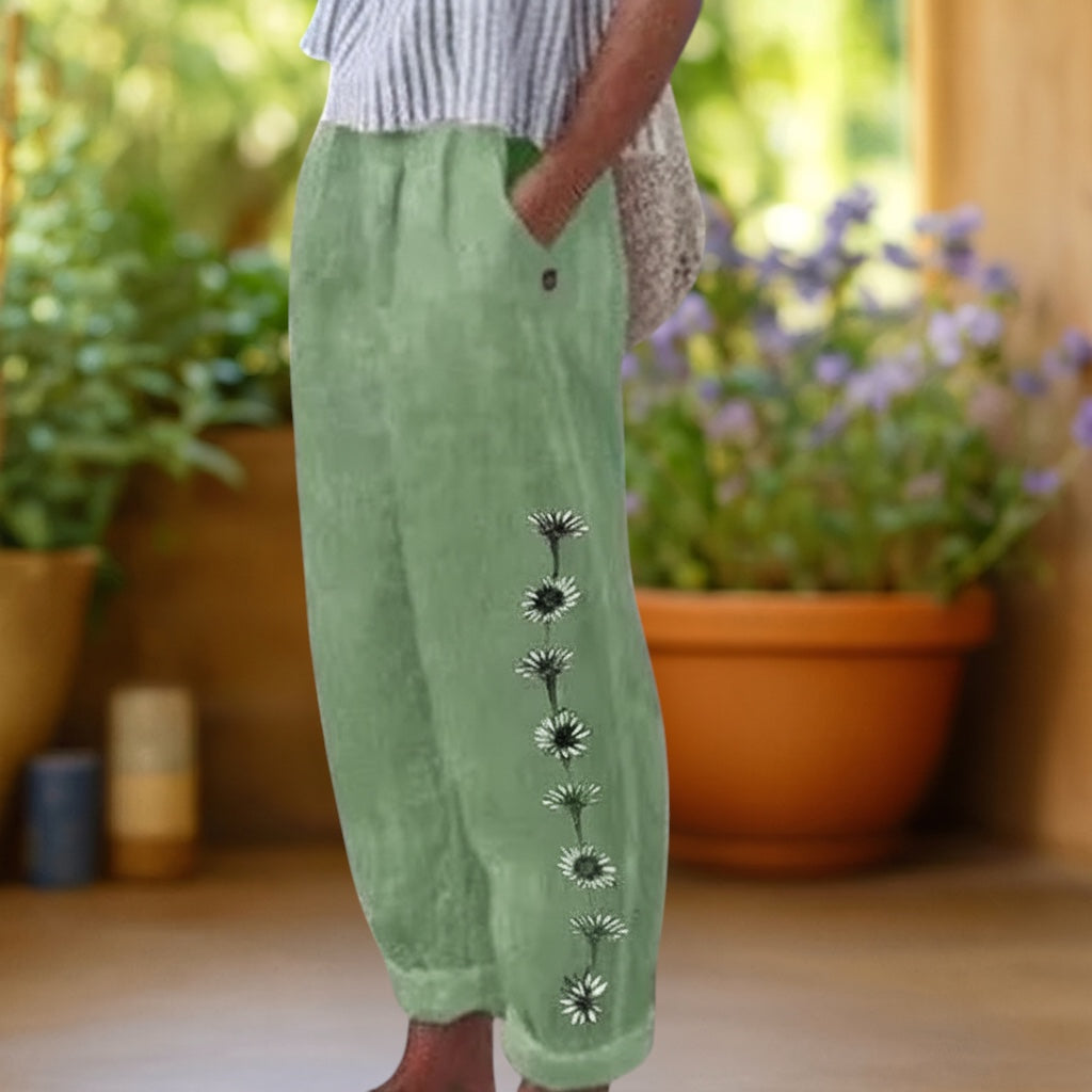 Flora | Floral Print Loose Trousers