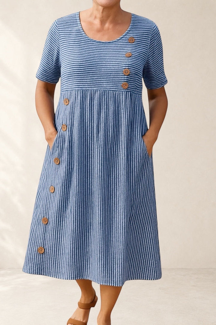 Brienne | Striped Midi Dress – Effortless Comfort, Everyday Confidence